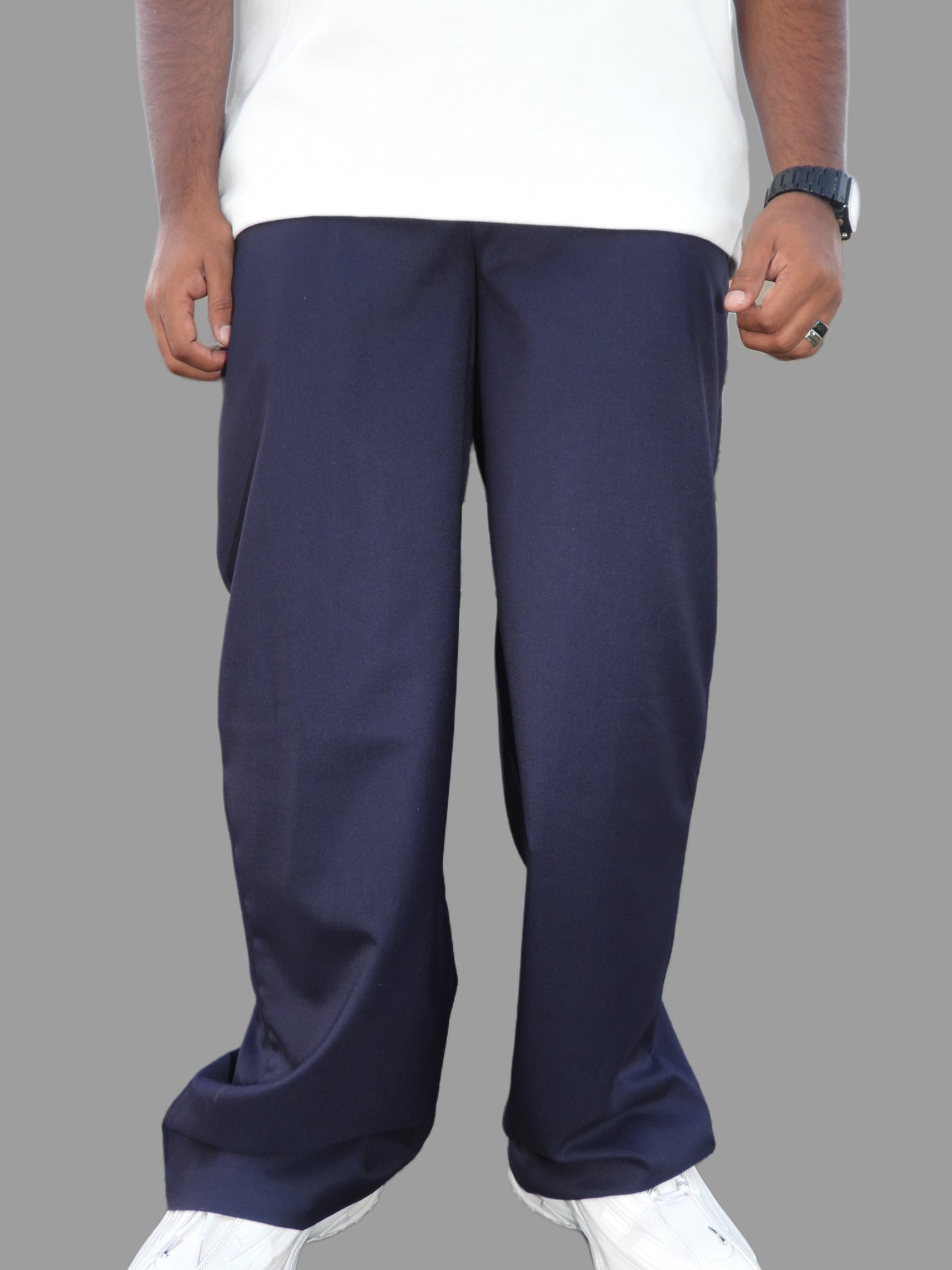 Royal blue wide-leg pleated pants (Unisex)