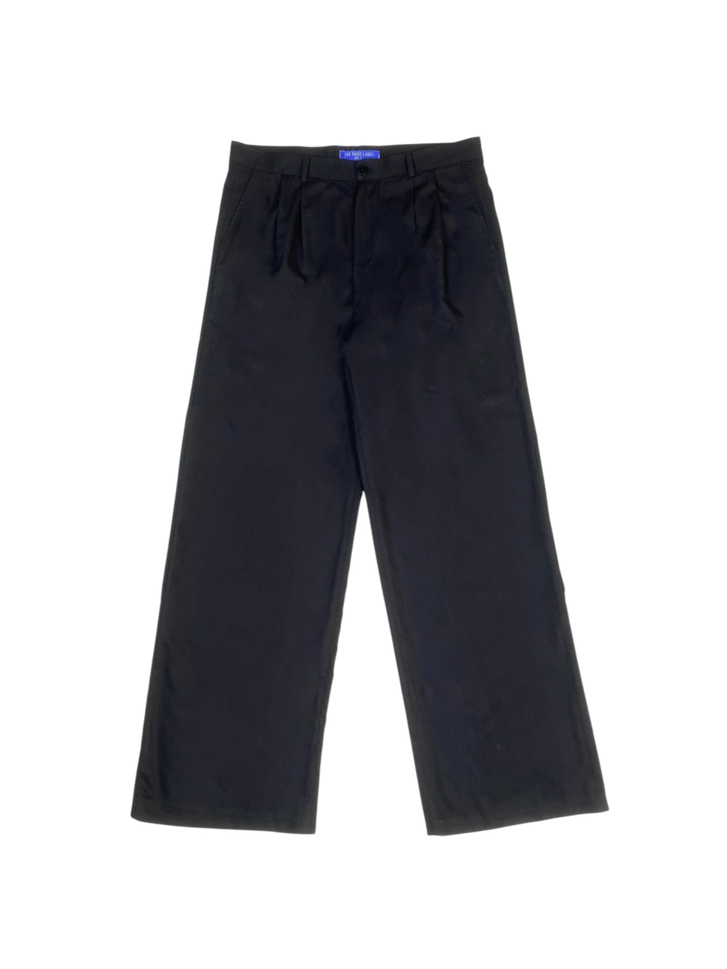 Obsidian black wide-leg pleated pants (Unisex)