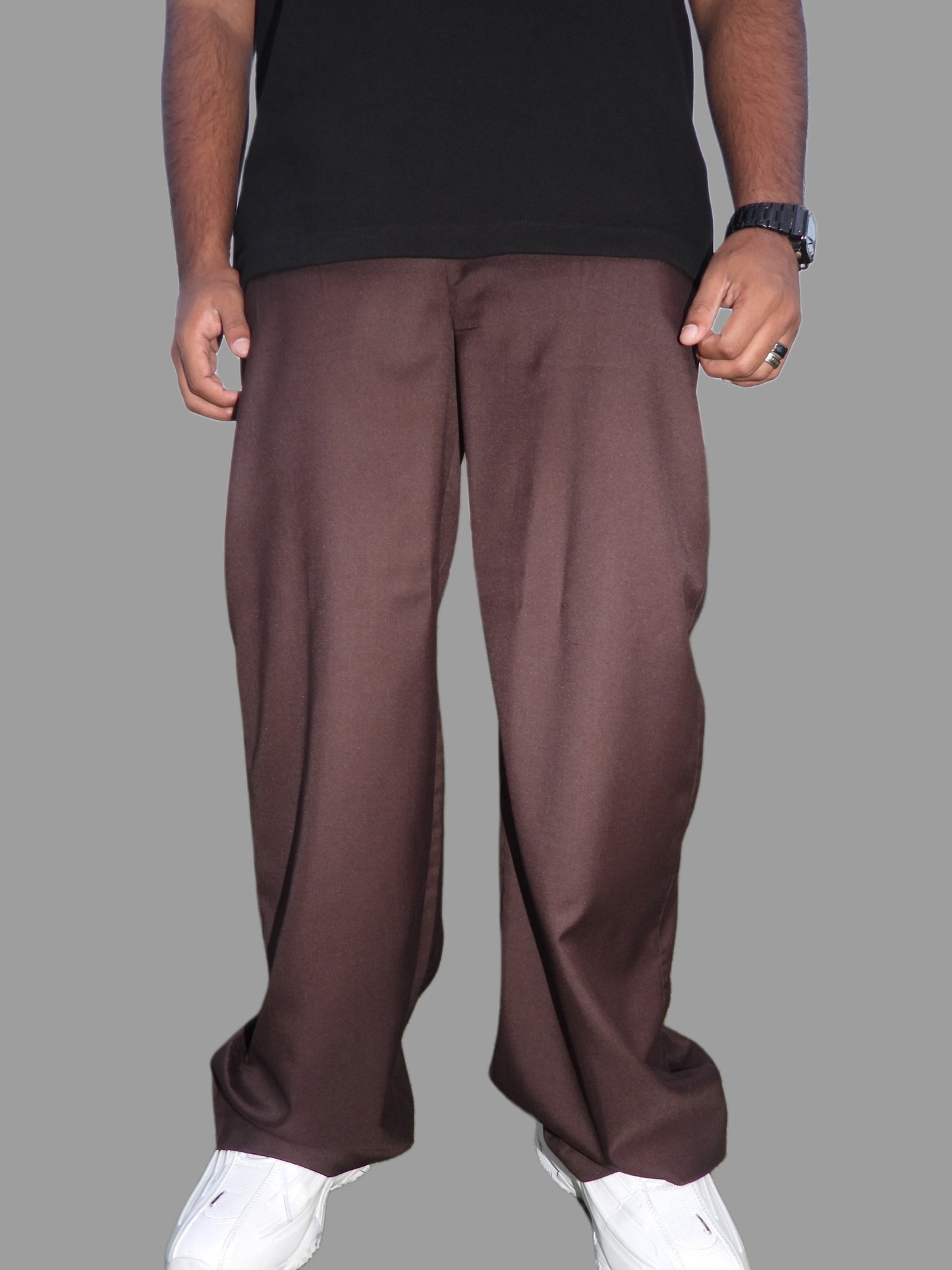 Cedar brown wide-leg pleated pants (Unisex)