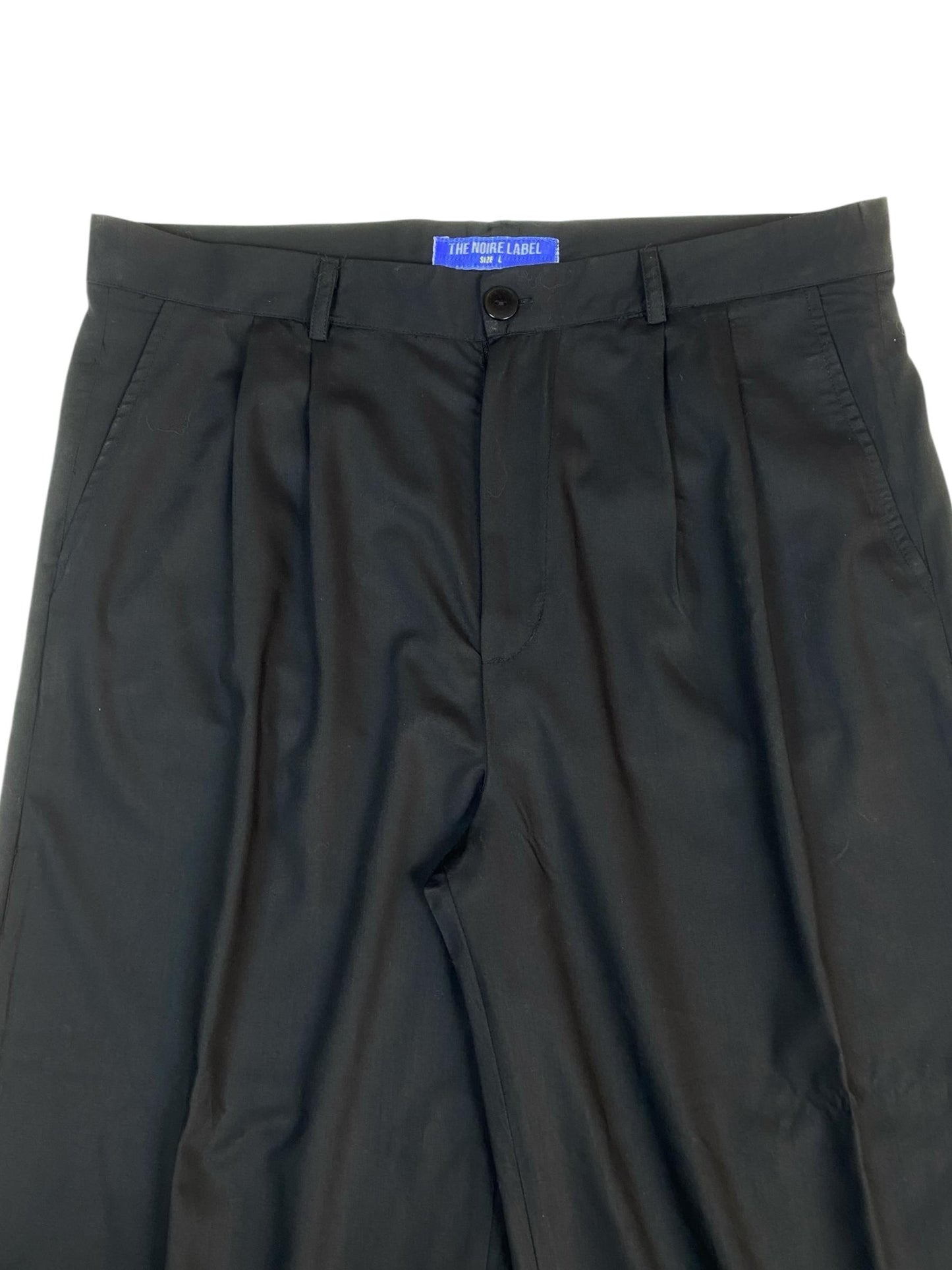 Obsidian black wide-leg pleated pants (Unisex)